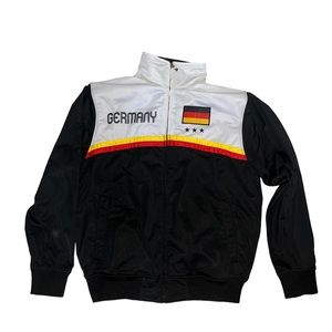 Germany Flag Track Bomber Jacket - Black & White with Red, Yellow Accent